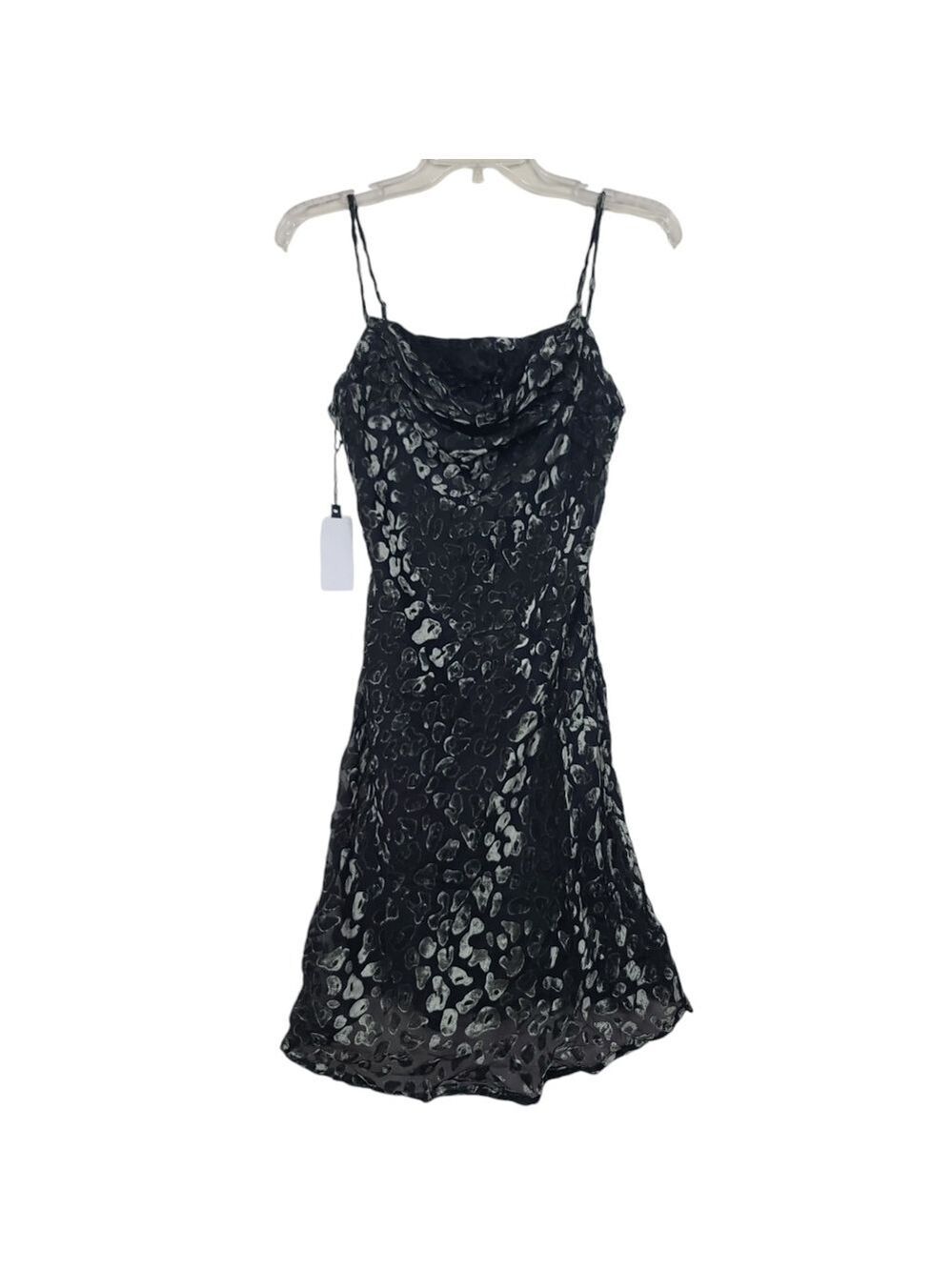 NWT ASTR Dark Slate Leopard Black Green Gabi Cowl Neck Mini Dress S